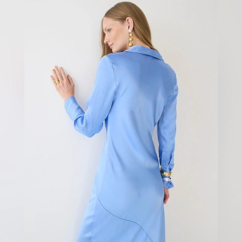 J.Crew Limited-edition maxi collared slip dress in shiny crepe - Picture 5 of 8